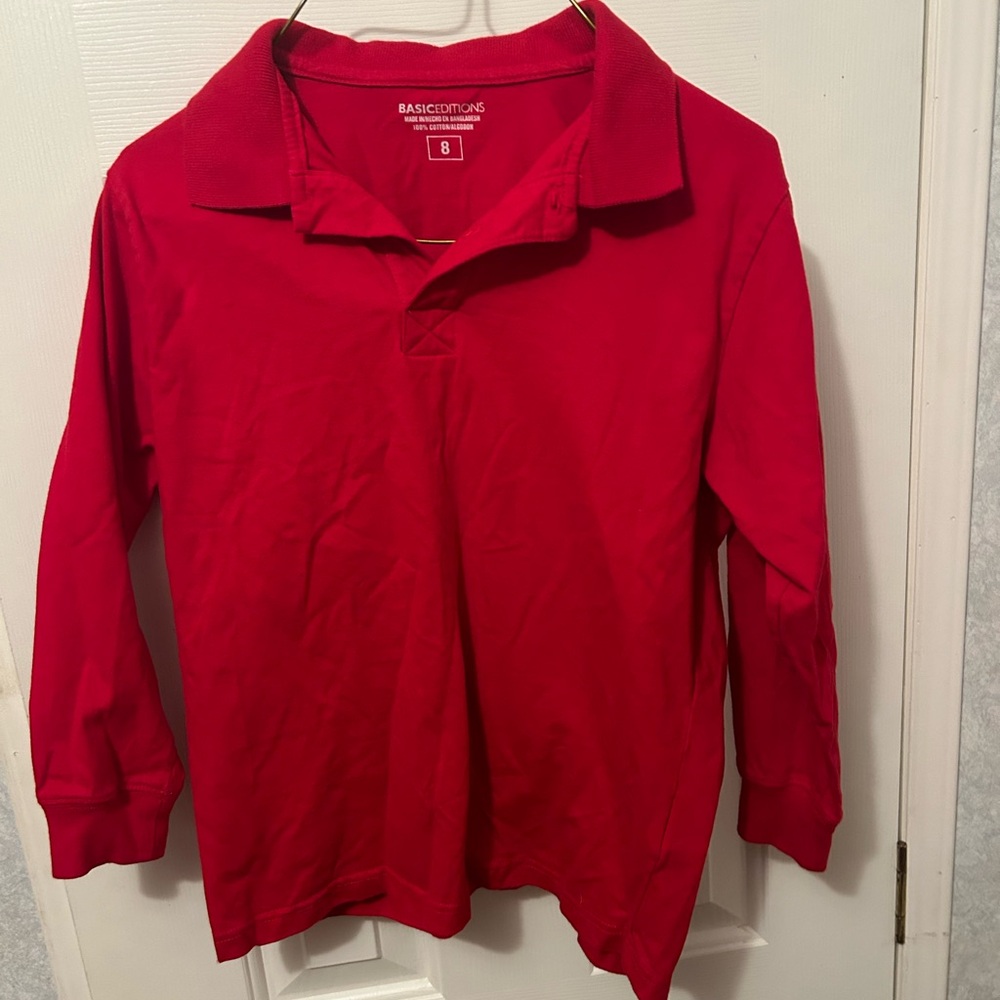 Basic Editions Boy Red Polo Long Sleeve